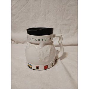 Starbucks World Globe Mug Complete w/ Lid Britely Colored Emblems H 4 3/8"